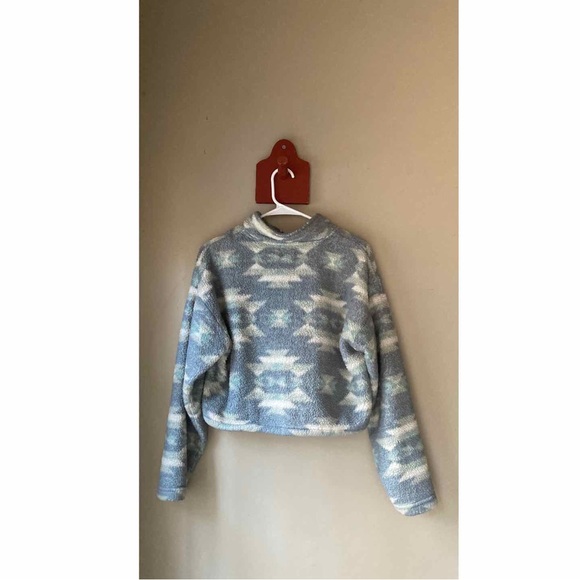 L.A. Hearts Aztec Print Cropped Sherpa Quarter Zip Pullover S - Picture 4 of 5